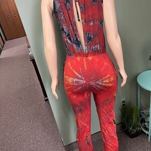 Stylish Red Tie-Dye Jumpsuit
